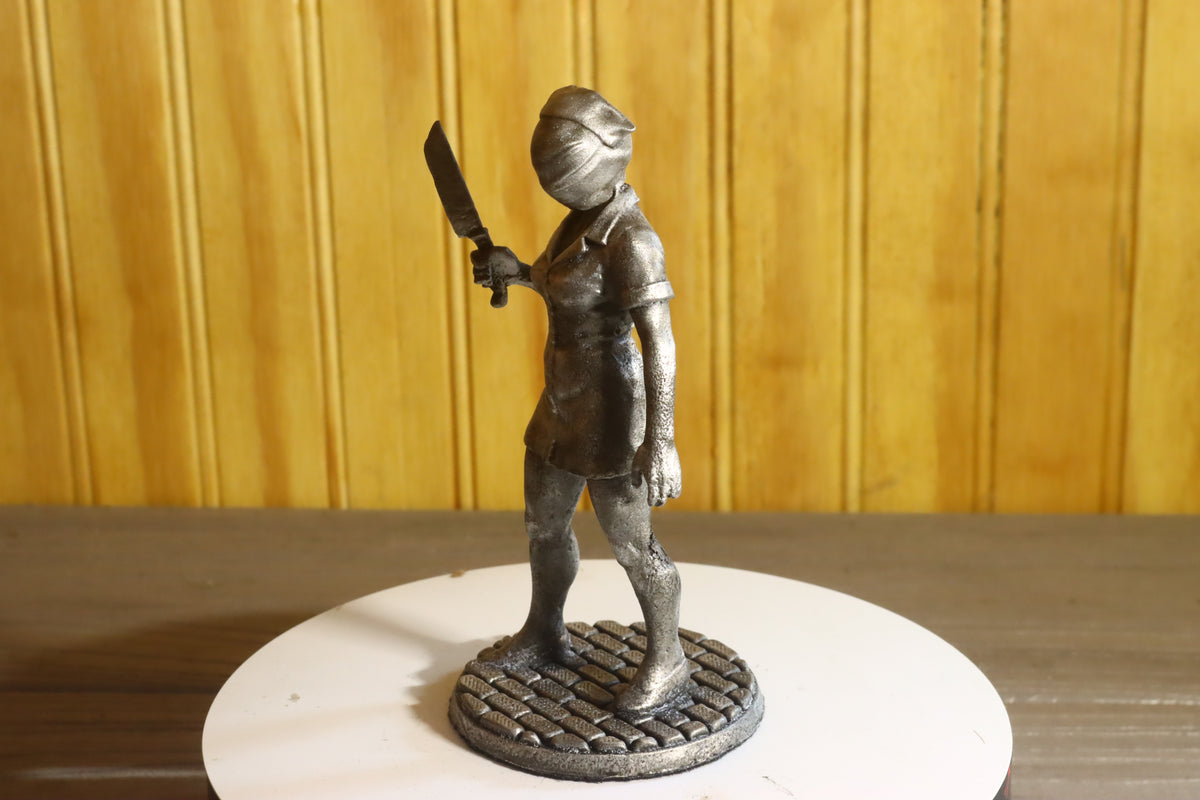 Solid Aluminum Alloy (Tenzaloy) Horror Medical Nurse Bust 5" Tall w/ Protectaclear & Felted Bottom
