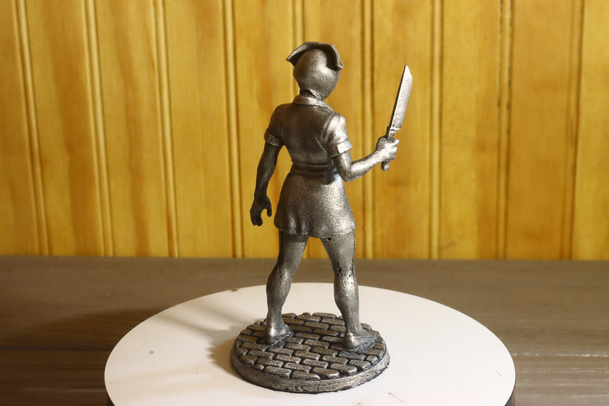 Solid Aluminum Alloy (Tenzaloy) Horror Medical Nurse Bust 5" Tall w/ Protectaclear & Felted Bottom