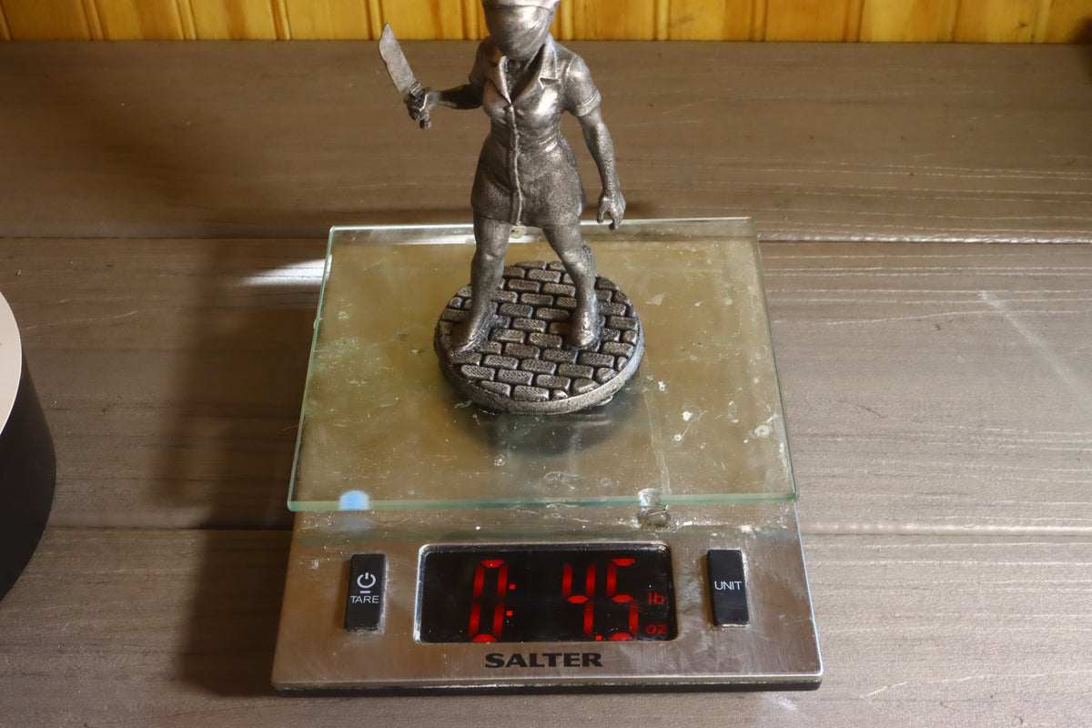 Solid Aluminum Alloy (Tenzaloy) Horror Medical Nurse Bust 5" Tall w/ Protectaclear & Felted Bottom