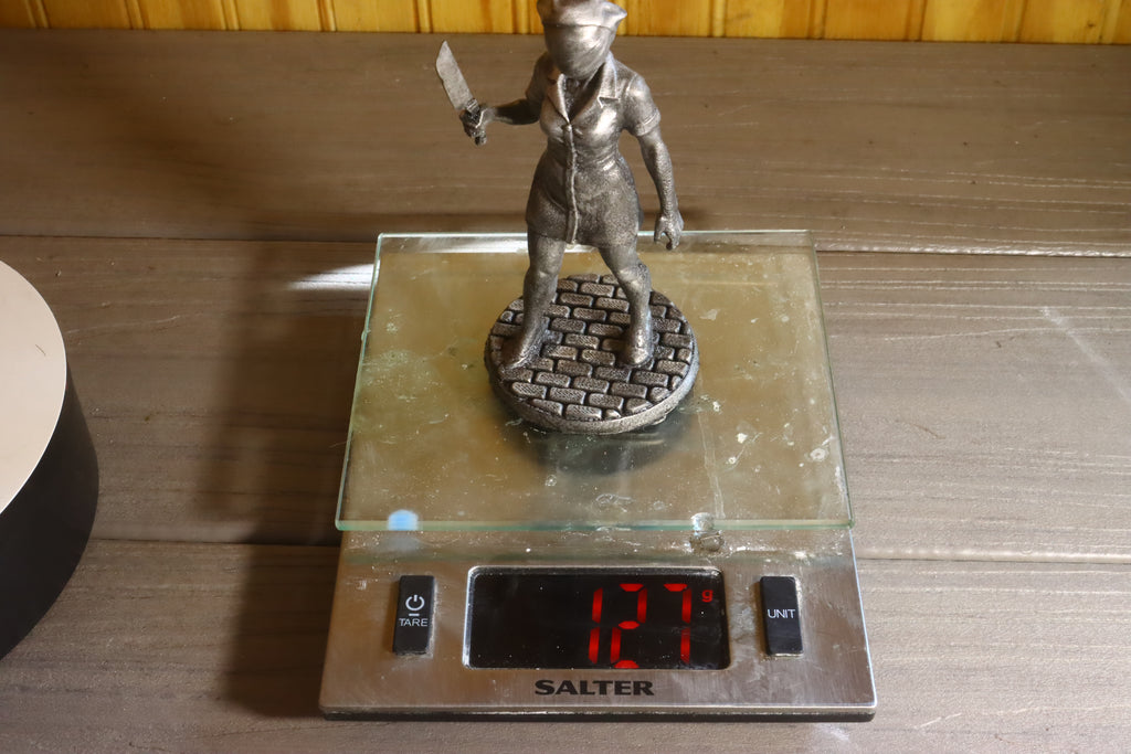 Solid Aluminum Alloy (Tenzaloy) Horror Medical Nurse Bust 5" Tall w/ Protectaclear & Felted Bottom