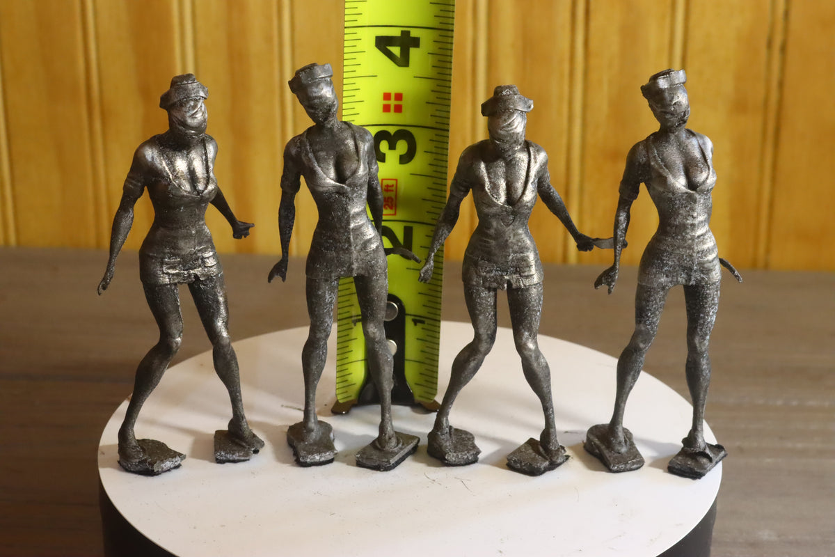 Solid Aluminum Alloy (Tenzaloy) Horror Medical Nurse Bust 4" Tall w/ Protectaclear & Felted Bottom
