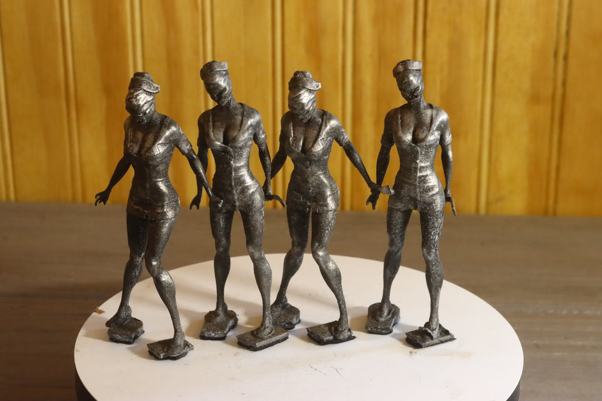 Solid Aluminum Alloy (Tenzaloy) Horror Medical Nurse Bust 4" Tall w/ Protectaclear & Felted Bottom