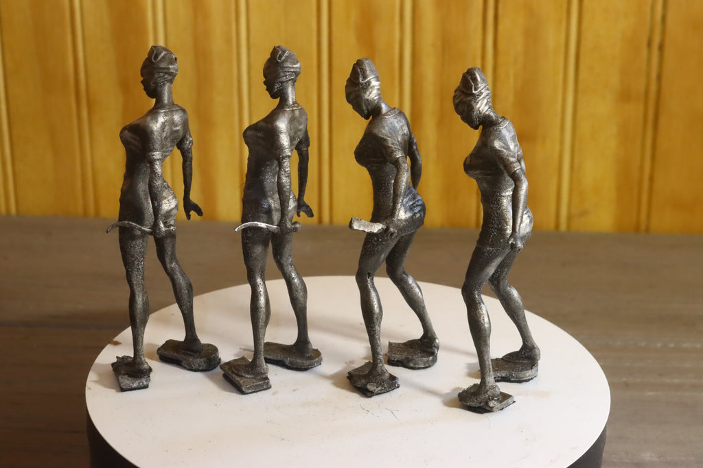 Solid Aluminum Alloy (Tenzaloy) Horror Medical Nurse Bust 4" Tall w/ Protectaclear & Felted Bottom
