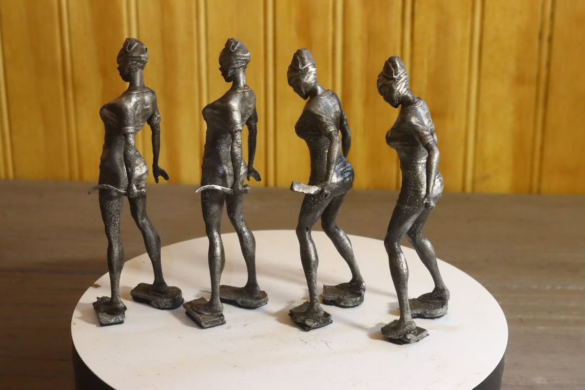 Solid Aluminum Alloy (Tenzaloy) Horror Medical Nurse Bust 4" Tall w/ Protectaclear & Felted Bottom