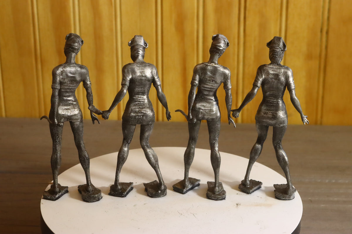 Solid Aluminum Alloy (Tenzaloy) Horror Medical Nurse Bust 4" Tall w/ Protectaclear & Felted Bottom