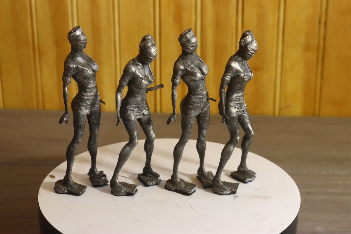 Solid Aluminum Alloy (Tenzaloy) Horror Medical Nurse Bust 4" Tall w/ Protectaclear & Felted Bottom