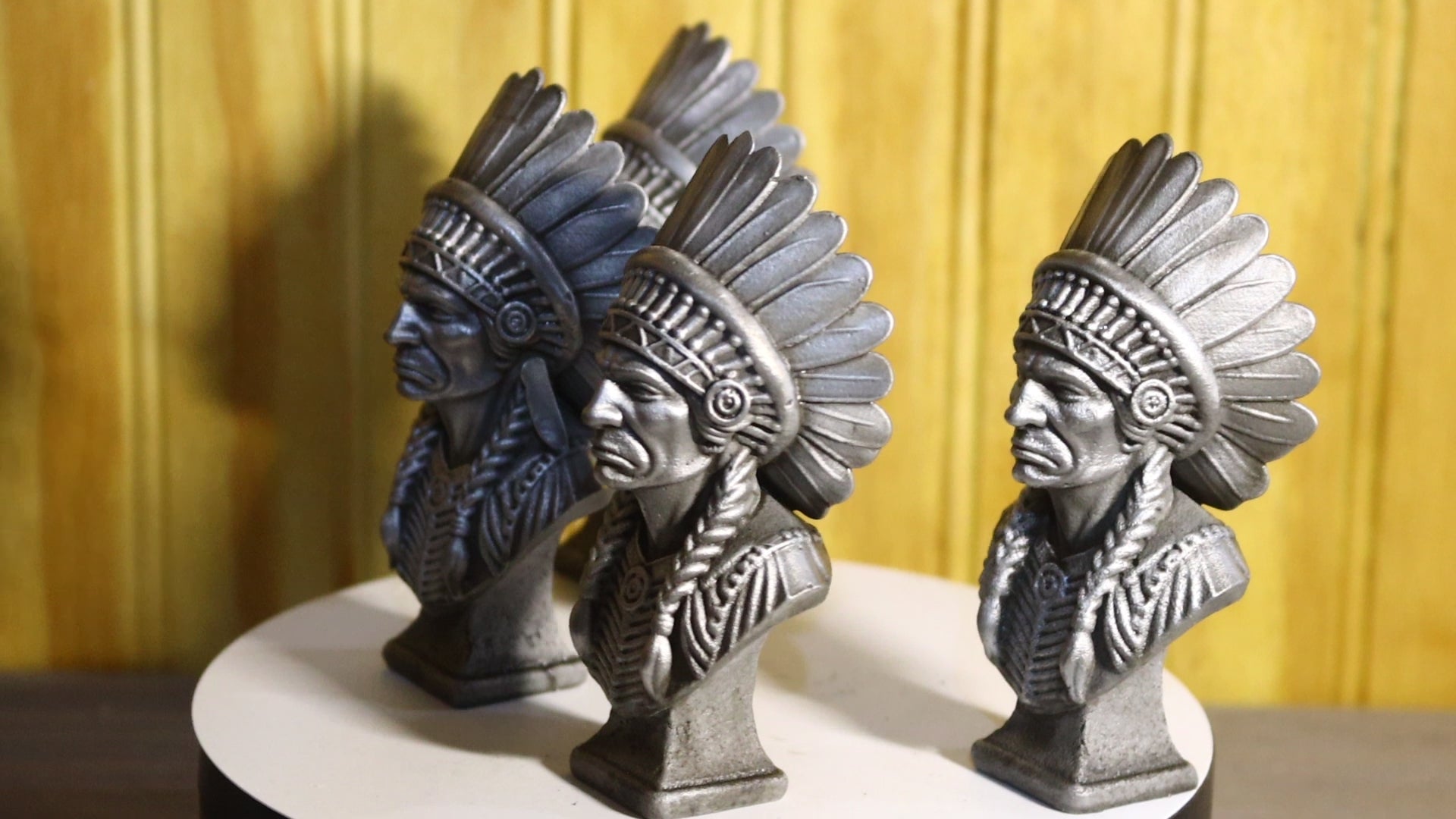 Solid Aluminum Alloy (Tenzaloy) Native American Chief Statue 4" Tall