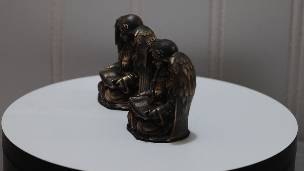 Solid Bronze Angel w/ Bible Statue