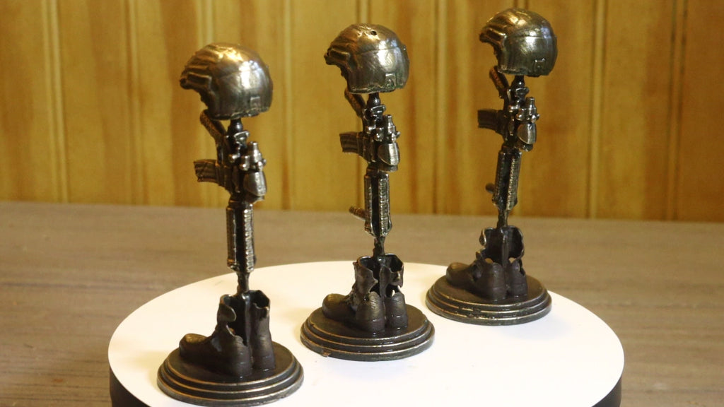 Solid Silicon Bronze Veteran Memorial Statue 4" Tall w/ Protectaclear & Felted Bottom