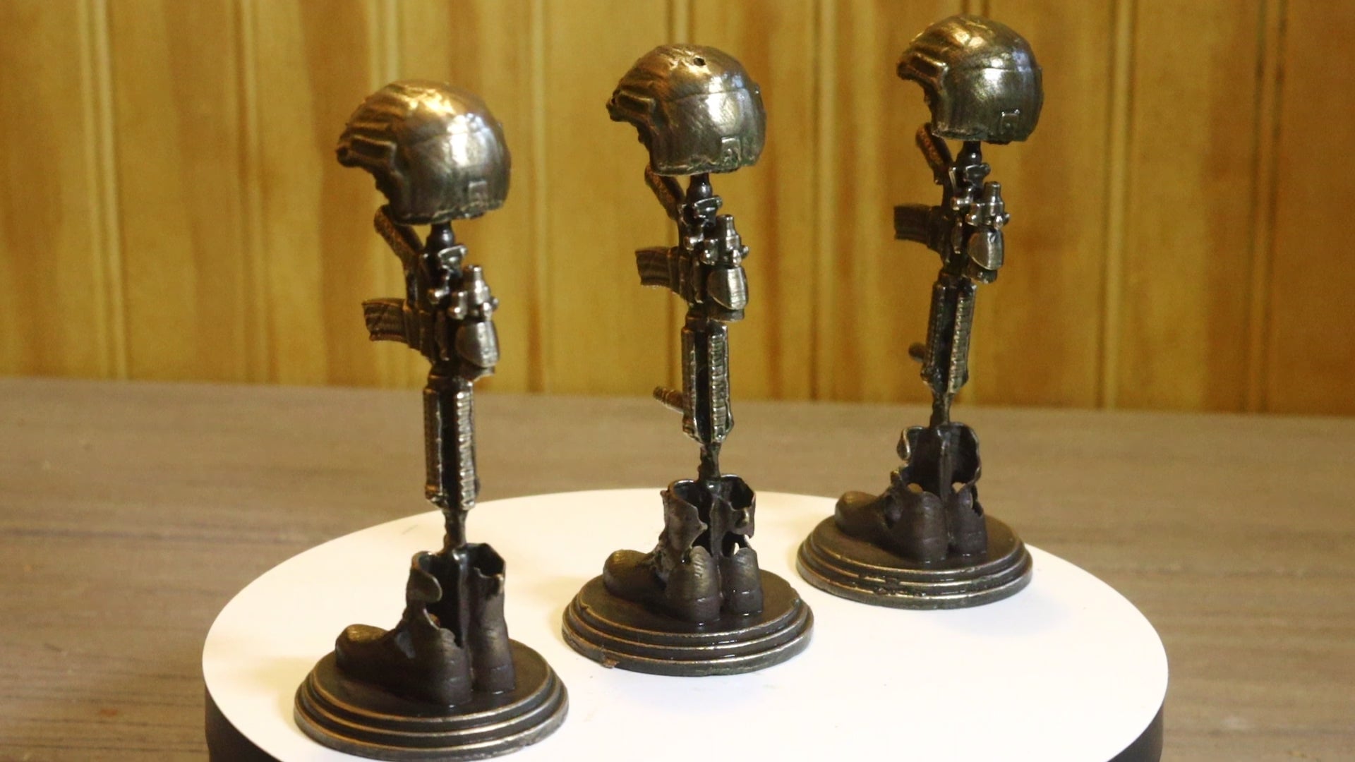 Solid Silicon Bronze Veteran Memorial Statue 4" Tall w/ Protectaclear & Felted Bottom