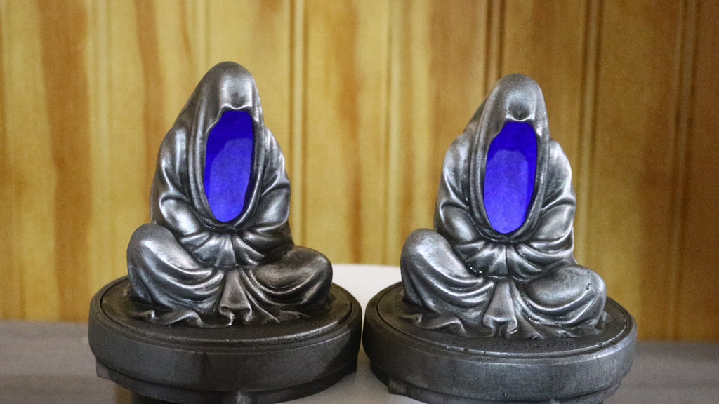 Solid Aluminum Alloy (Tenzaloy) Tealight Grim Reaper Statue 4" Tall w/ Removeable Base