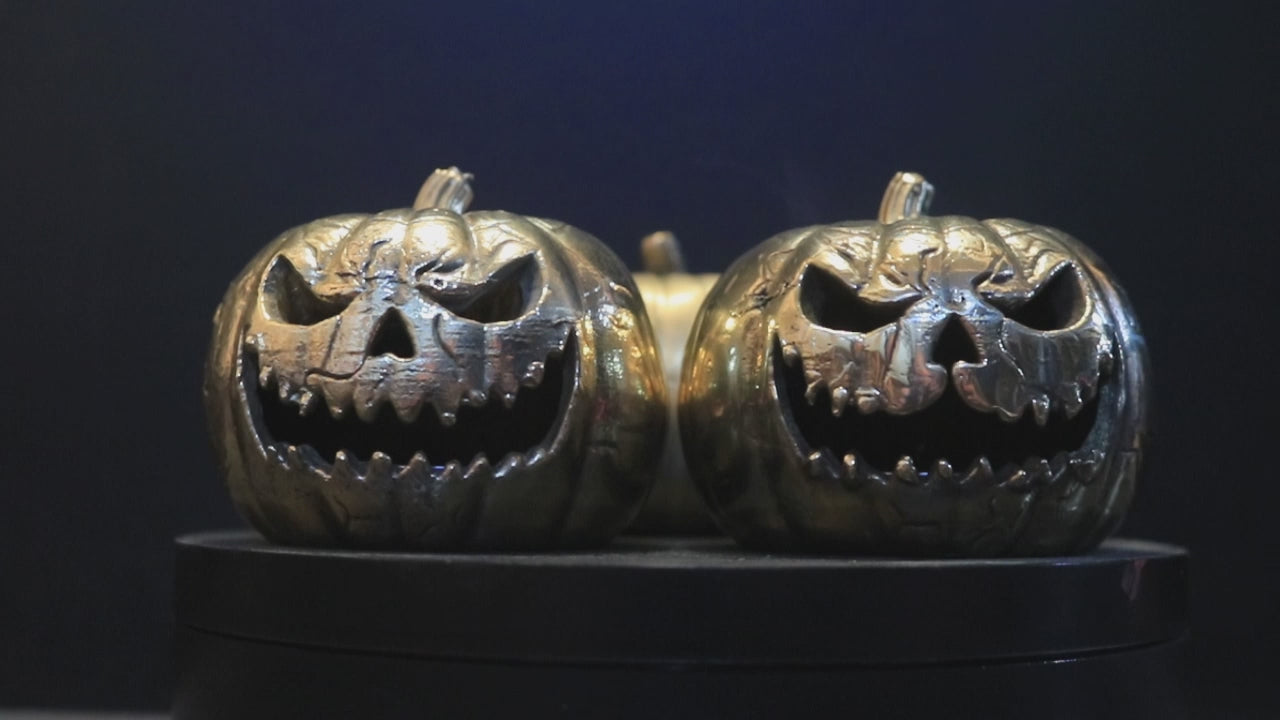 Hollow Cast Nordic Gold Tealight Candle Jack-O-Lantern