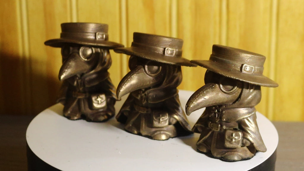 Hollow Cast Silicon Bronze Chibi Plague Doctor Statue 2" Tall