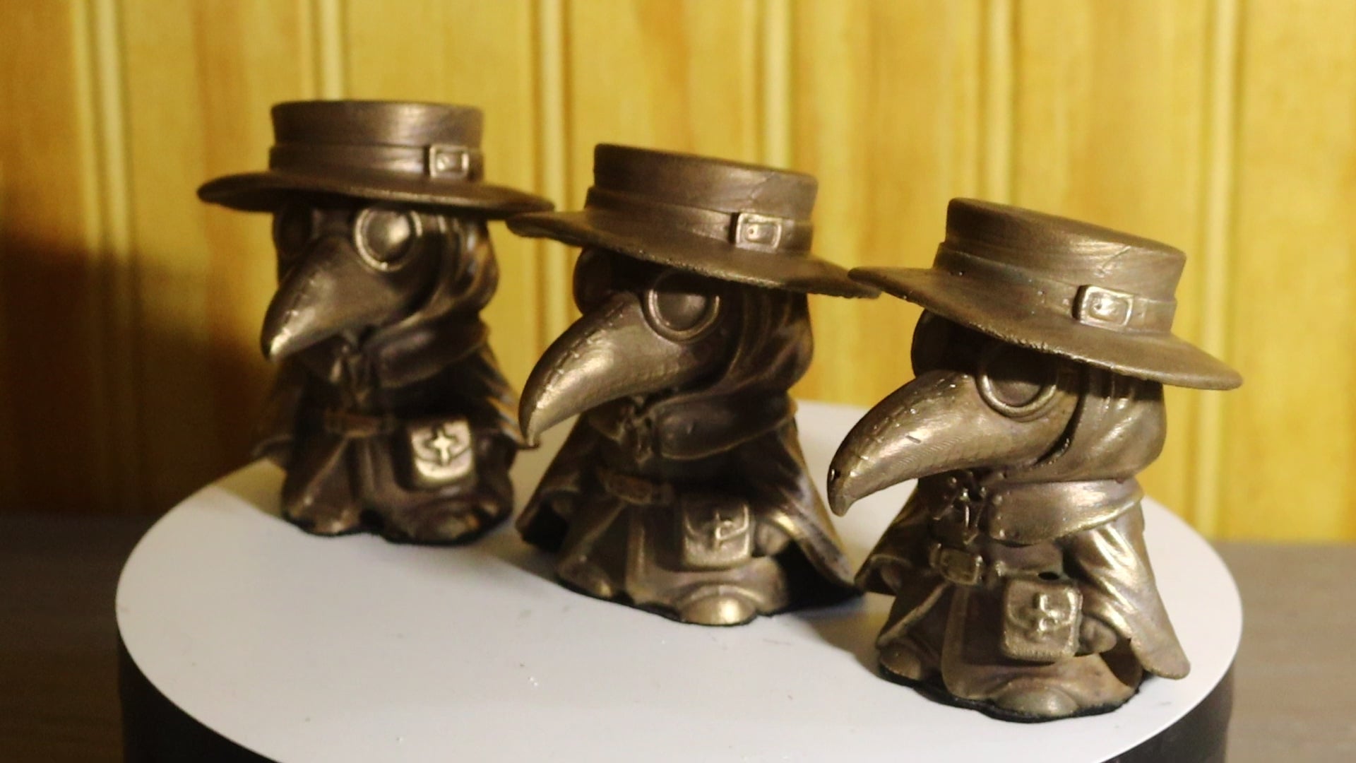 Hollow Cast Silicon Bronze Chibi Plague Doctor Statue 2" Tall