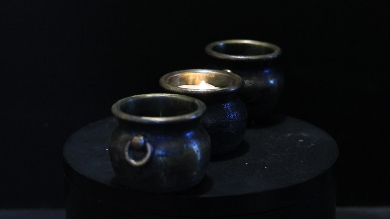 Solid Nordic Gold Tealight Candle Cauldron