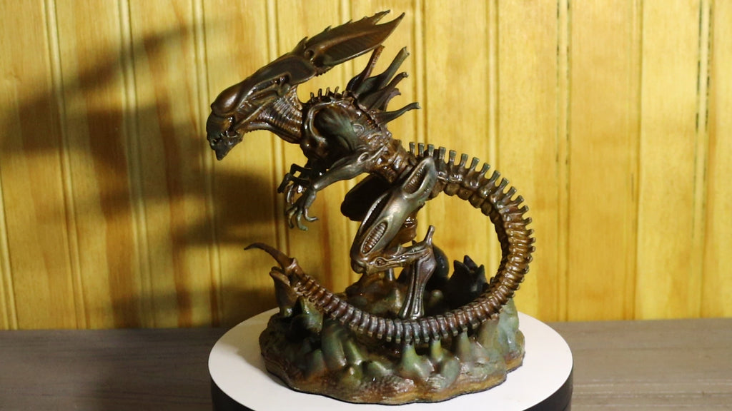 Solid Silicon Bronze Alien Queen Statue (Alien) 6" Tall With Clear Coat & Fabric Bottom