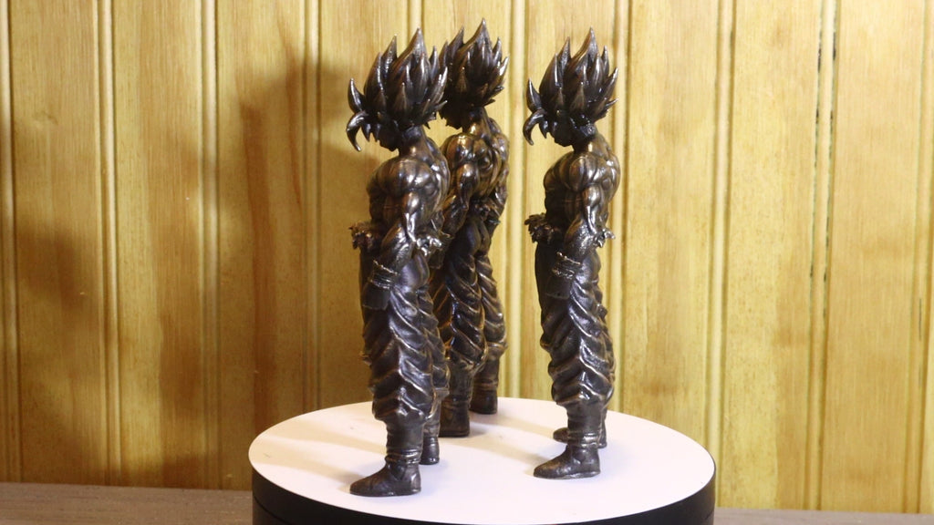 Solid Silicon Bronze Goku (Dragonball Z) Statue 6" Tall w/ Protectaclear & Felted Feet