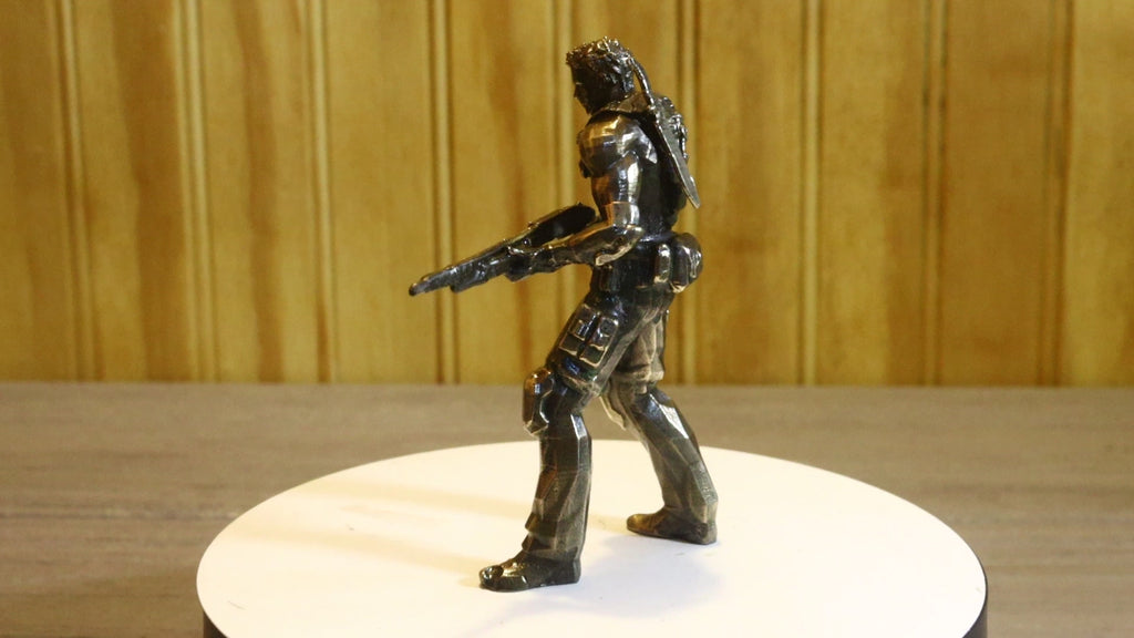 Solid Silicon Bronze Chris Redfield (Resident Evil) Statue 4.25" Tall w/ Protectaclear & Felted Feet