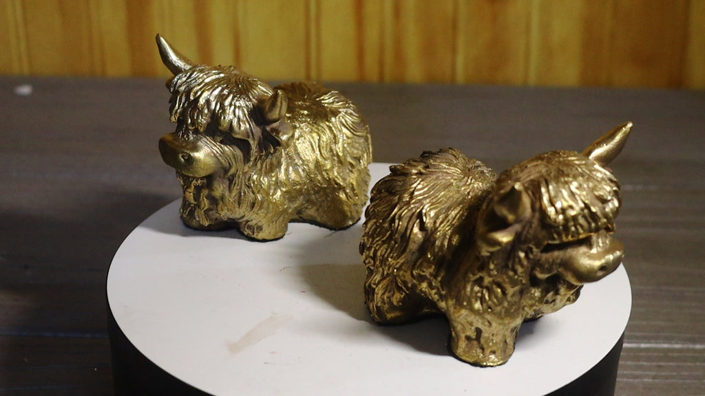 Solid Bronze (Nordic Gold) Highland Cow Statue 1.75" Tall